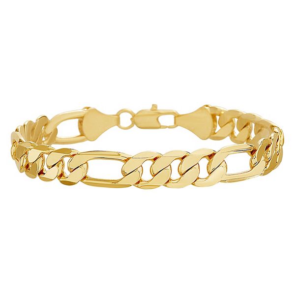 Men's 14k Gold Plated Figaro Chain Bracelet