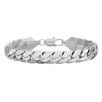 Men's 14k White Gold Plated Cuban Chain Bracelet