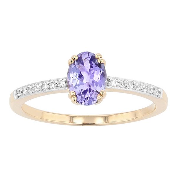 10k Gold Over Silver Tanzanite & White Zircon Ring