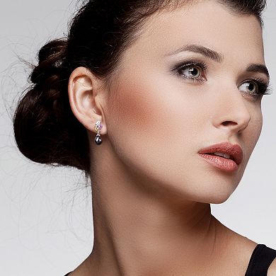 Stella Grace 10k White Gold Multi Gemstone & Black Tahitian Cultured Pearl Fashion Earrings