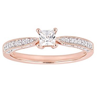 Stella Grace 18k Rose Gold Over Silver Diamond Accent & Lab-Created White Sapphire Fashion Ring