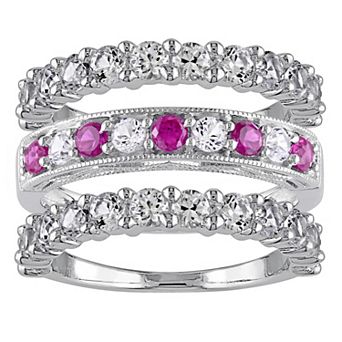 Stella Grace Sterling Silver Lab-Created Ruby & Lab-Created White Sapphire Ring Set