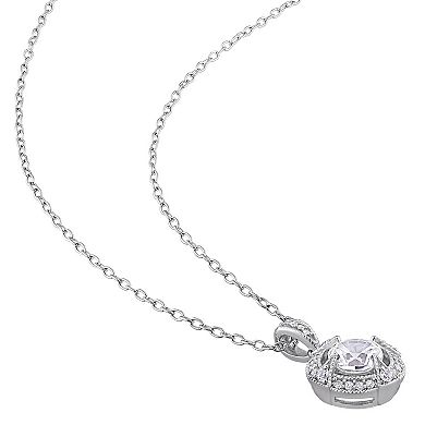 Stella Grace Sterling Silver 1/10 Carat T.W. Diamond & Lab-Created White Sapphire Fashion Pendant Necklace