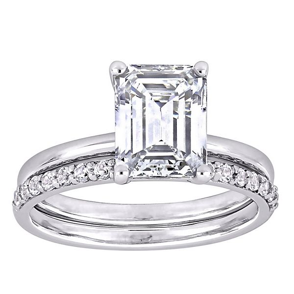 white sapphire emerald cut engagement rings