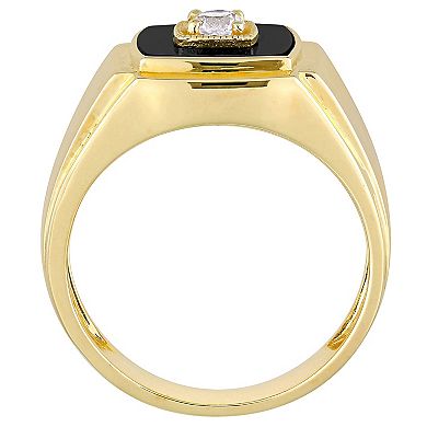 Men's Stella Grace 18k Gold Over Silver Black Onyx & Lab-Created White Sapphire Ring