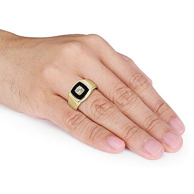 Men's Stella Grace 18k Gold Over Silver Black Onyx & Lab-Created White Sapphire Ring