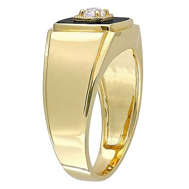 Men's Stella Grace 18k Gold Over Silver Black Onyx & Lab-Created White Sapphire Ring