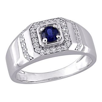 Men's Stella Grace Lab-Created Blue & White Sapphire Ring