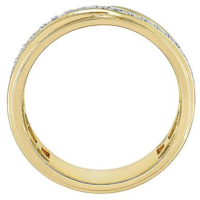 Men's Stella Grace 18k Gold Over Silver 1/10 Carat T.W. Diamond Ring