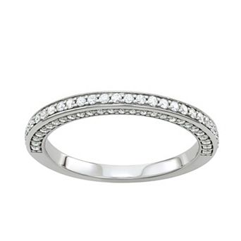 Charles & Colvard 14k White Gold 5/8 Carat T.W. Lab-Created Moissanite Three-Sided Band Ring