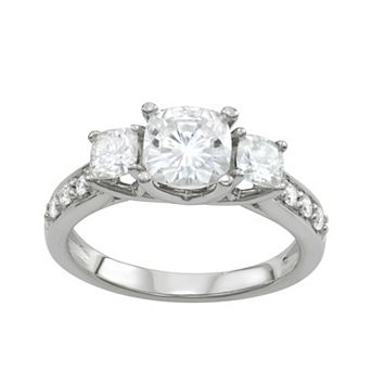 Charles & Colvard 14k White Gold 2 1/8 Carat T.W. Lab-Created Moissanite 3-Stone Ring