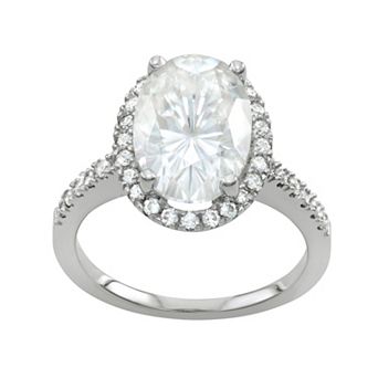 Charles & Colvard 14k White Gold 4 3/4 Carat T.W. Oval Lab-Created Moissanite Halo Engagement Ring