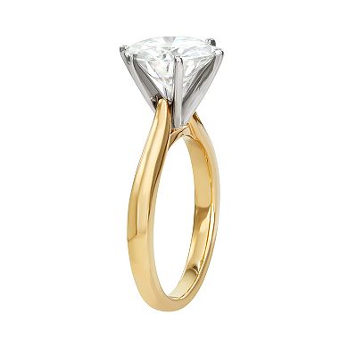 Charles & Colvard 14k Two Tone Gold 3 1/10 Carat T.W. Lab-Created Moissanite Solitaire Ring