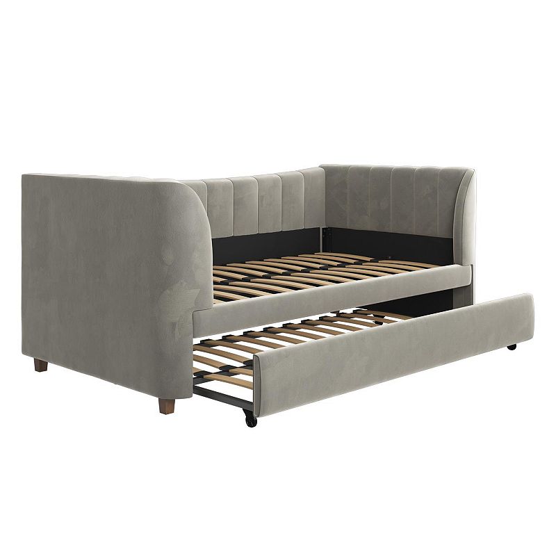 Little Seeds Valentina Upholstered Daybed with Trundle, Grey