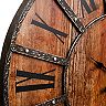 Patton Rustic Wood Plank & Metal Farmhouse Wall Clock