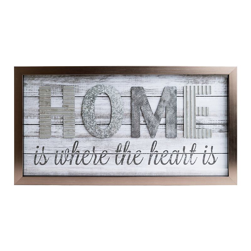 Patton Home Is Where The Heart Is Metal & Wood Plank Wall Art, Grey