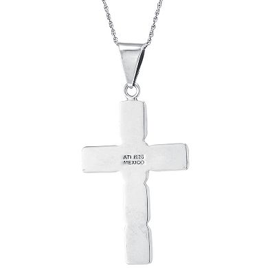 Athra NJ Inc Sterling Silver Enhanced Turquoise Cross Pendant Necklace