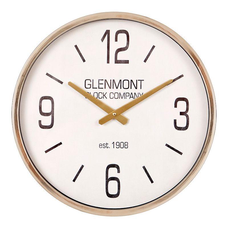 Patton Glenmont Gold Metallic Wall Clock, Yellow, 16X16