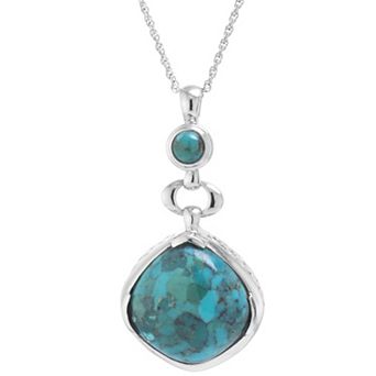 Athra NJ Inc Sterling Silver Enhanced Turquoise Open Teardrop Pendant Necklace