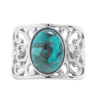 Athra NJ Inc Sterling Silver Enhanced Turquoise Open Work Ring
