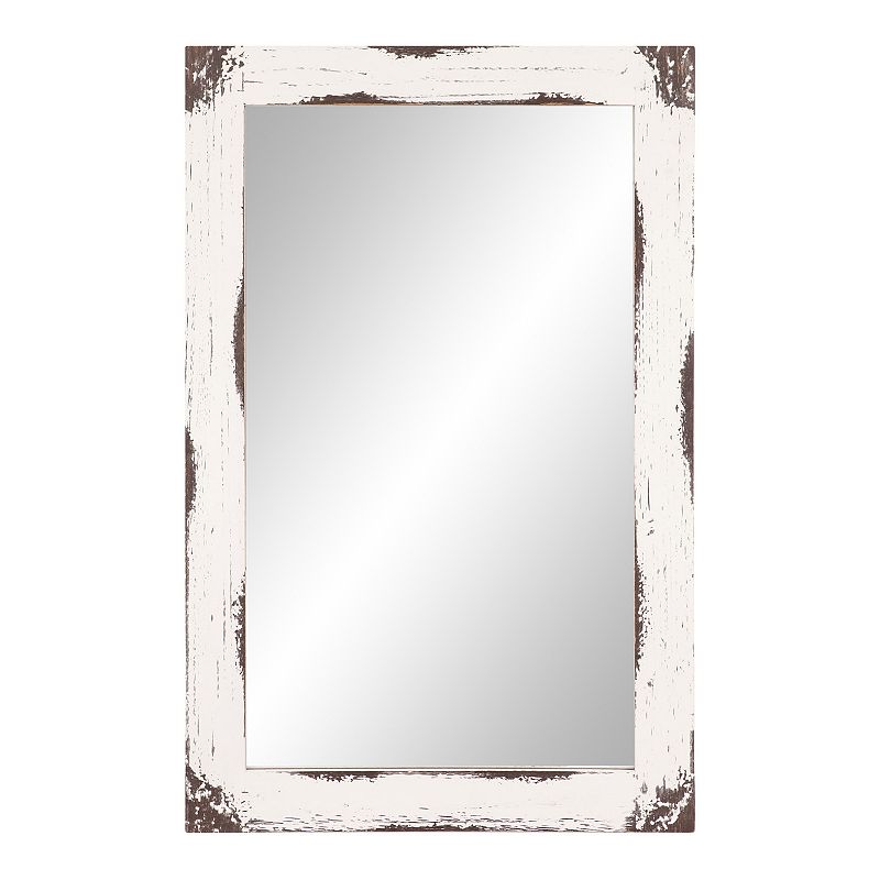 Patton Distressed White Reclaimed Wood Wall Mirror, 24X36