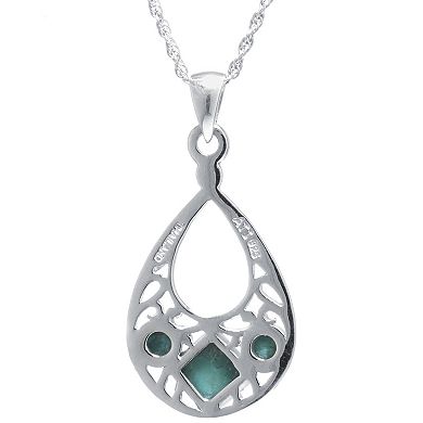 Athra NJ Inc Sterling Silver Enhanced Turquoise Small Open Teardrop Pendant Necklace