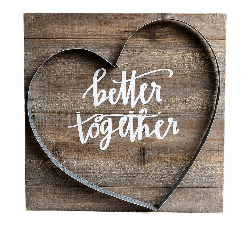 Patton Better Together Metal & Wood Plank Wall Art, Brown, 16X16