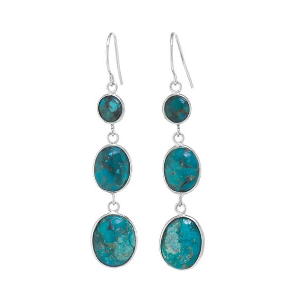 Athra NJ Inc Sterling Silver Enhanced Turquoise Triple Drop Earrings