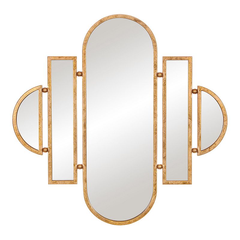 Patton Antique Gold Geometric Oval Vanity Wall Mirror, Yellow