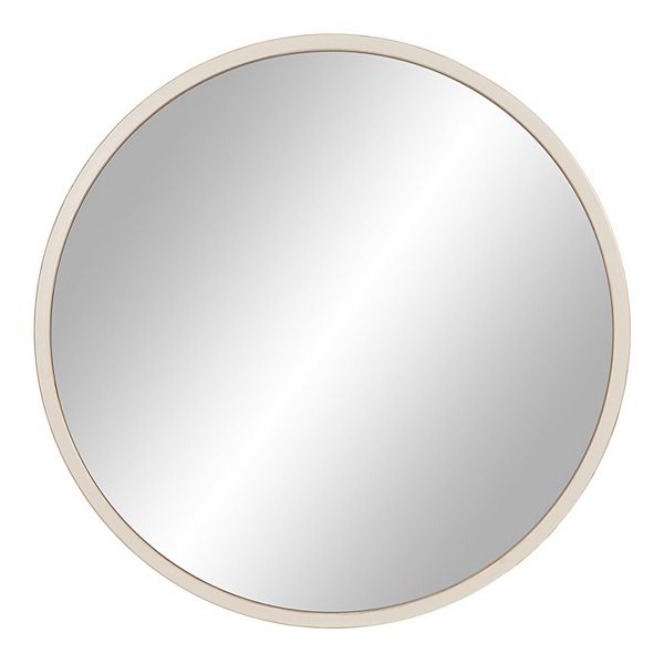 Patton Distressed White Metal Framed Round Wall Mirror