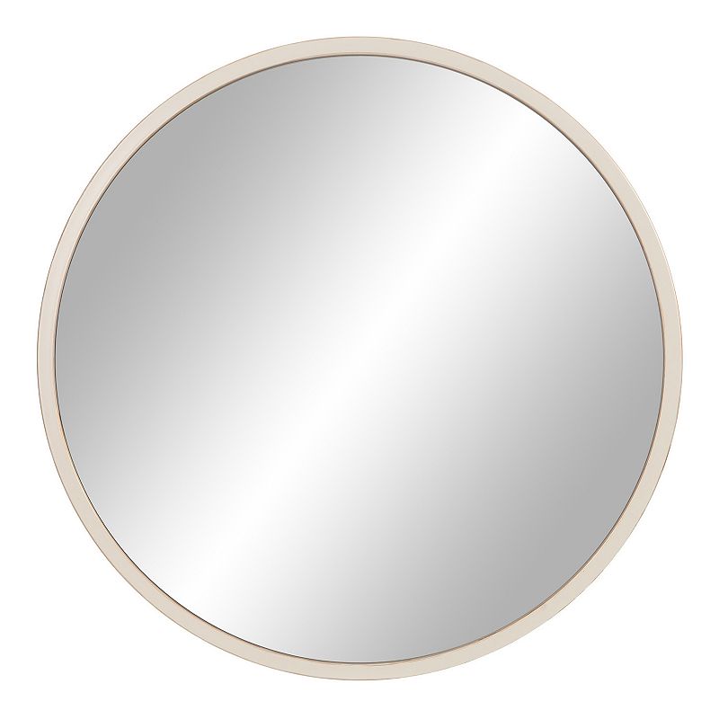 Patton Distressed White Metal Framed Round Wall Mirror, 30X30