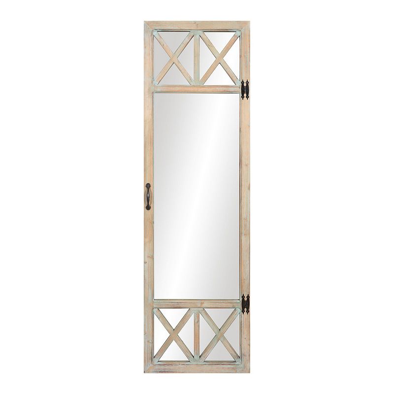 Patton Whitewash Distressed Wood French Door Full-Length Mirror, Brown