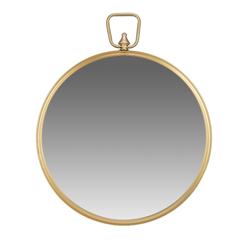 Patton Gold Round Wall Mirror with Decorative Handle, Yellow