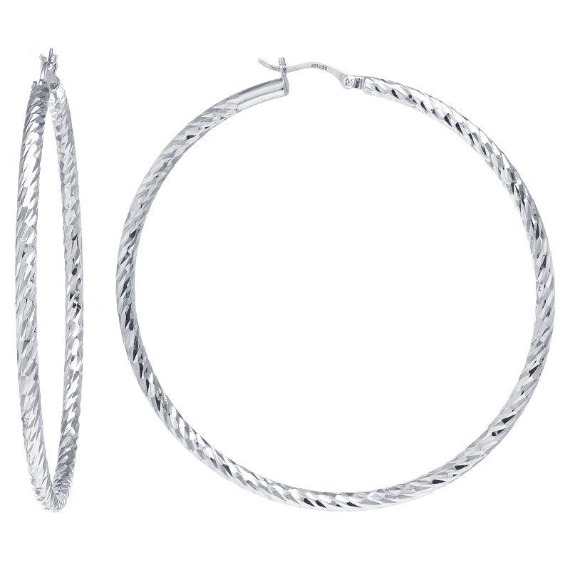 Sterling Silver Textured Hoop Earrings, Womens