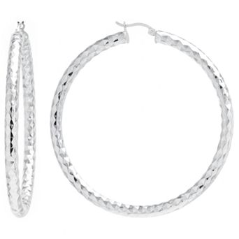 Athra NJ Inc Sterling Silver Thick Textured Hoop Earrings