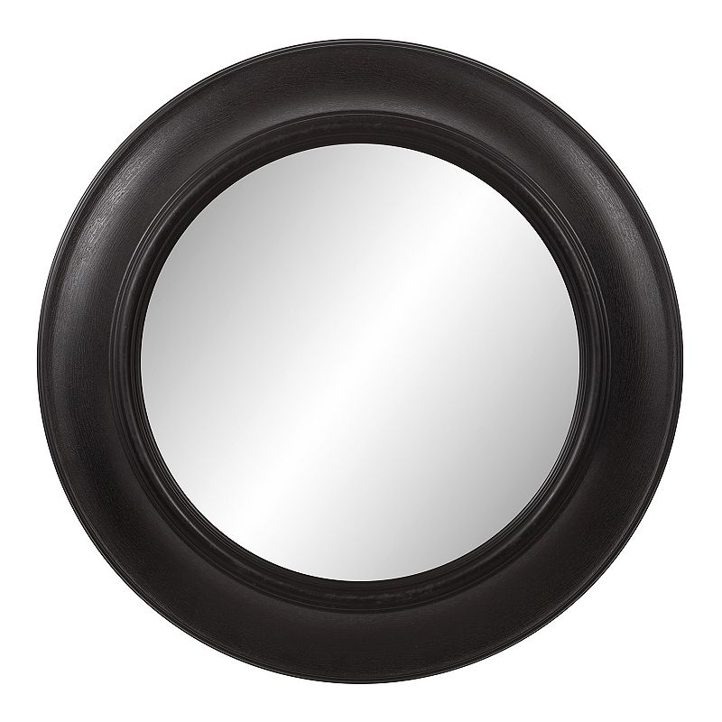 Rustic Distressed Round Mirror, Black, 24X24