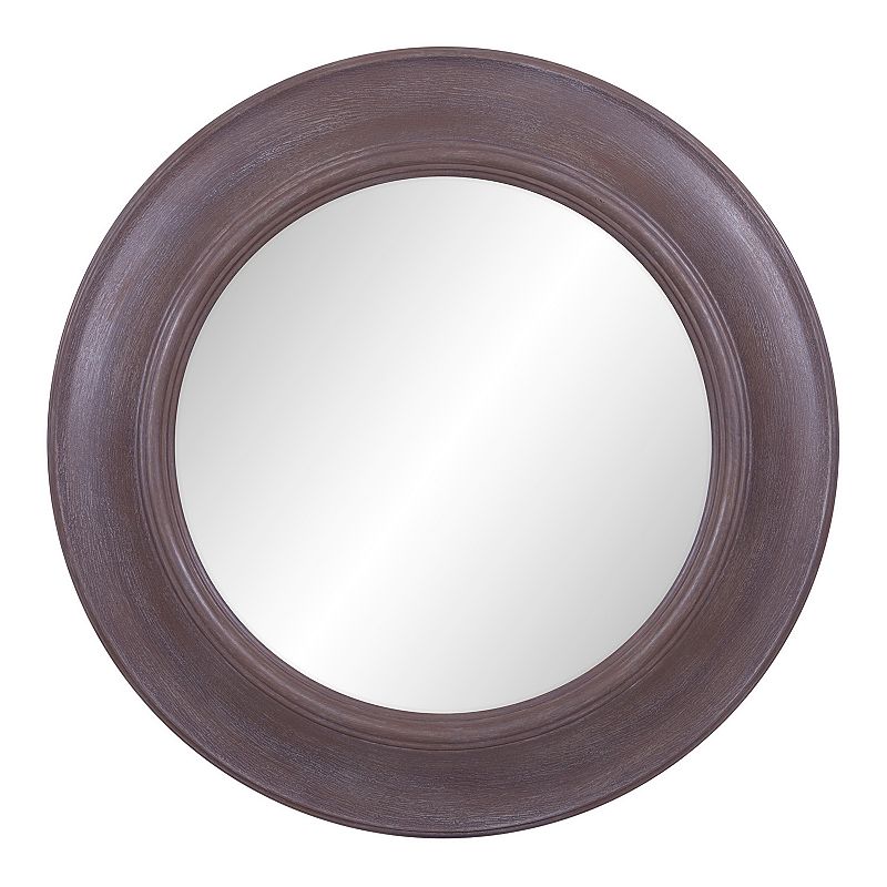 Rustic Distressed Round Mirror, Grey, 24X24