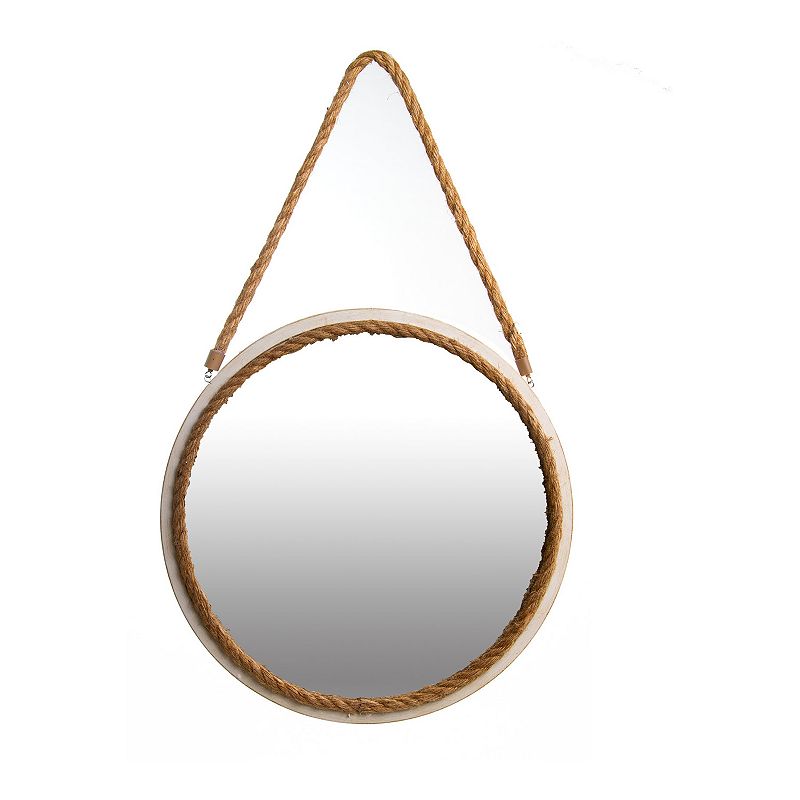 Round Rope Wall Mirror, White, 16X16