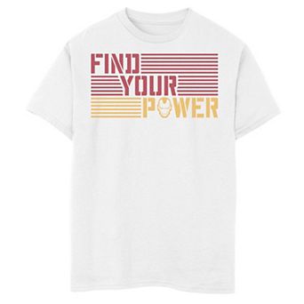 Boys 6-20 Marvel Iron Man Find Your Power Striped Text Graphic Tee