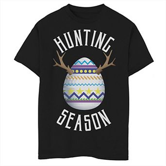Boys 6-20 Easter Egg Hunting Season Patterned Antlers Graphic Tee