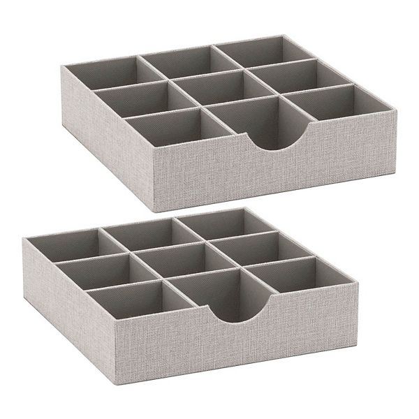 Household Essentials 9 Section Hard-Sided Drawer Organizer Silver