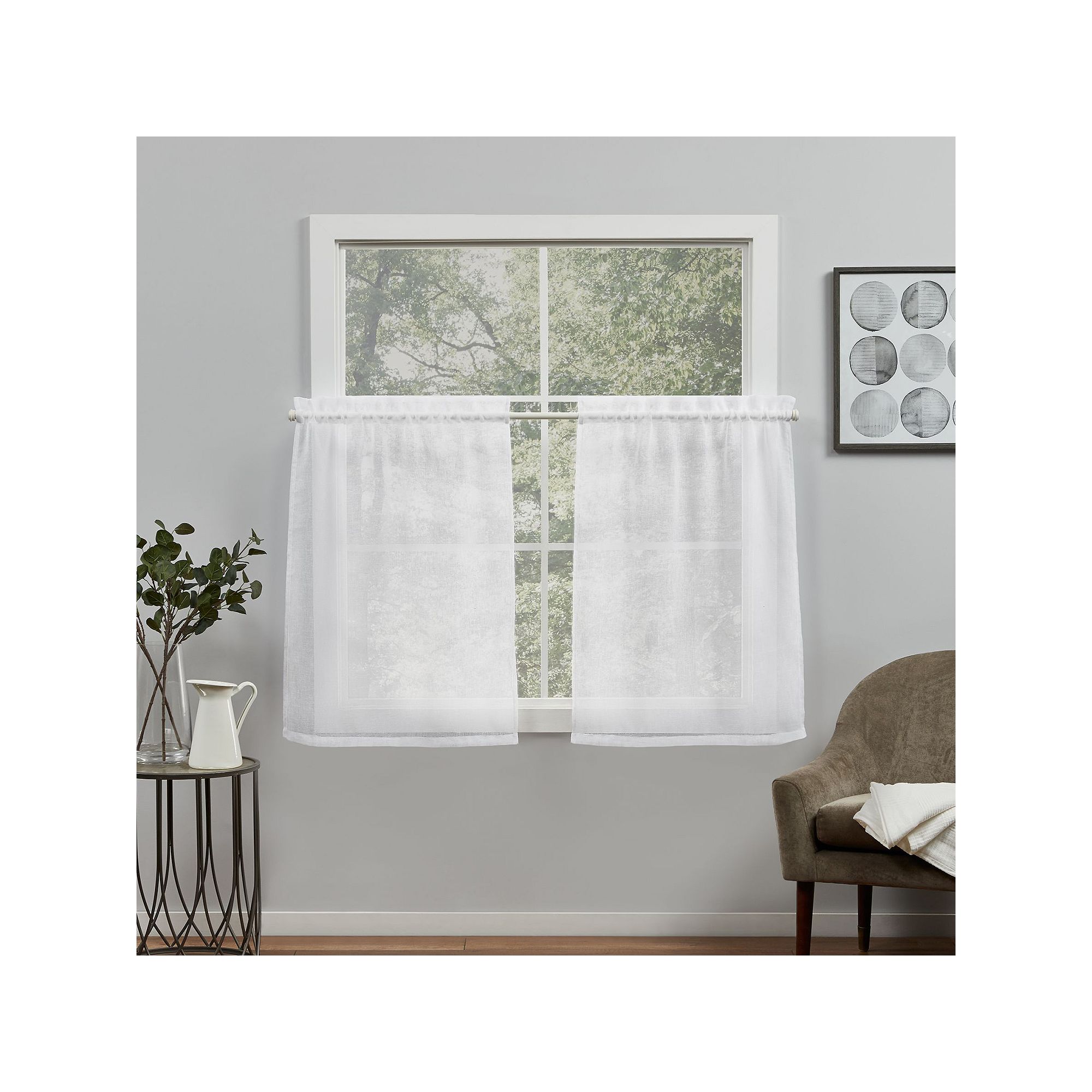 Exclusive Home 2-pack Belgian Sheer Rod Pocket Tier Window Curtains, White