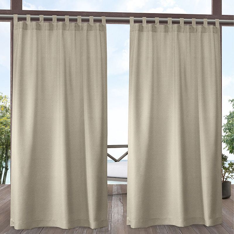 Exclusive Home Curtains Biscayne Indoor/Outdoor Two Tone Textured Tab Top Curtain Panels  54 x120   Natural  Set of 2