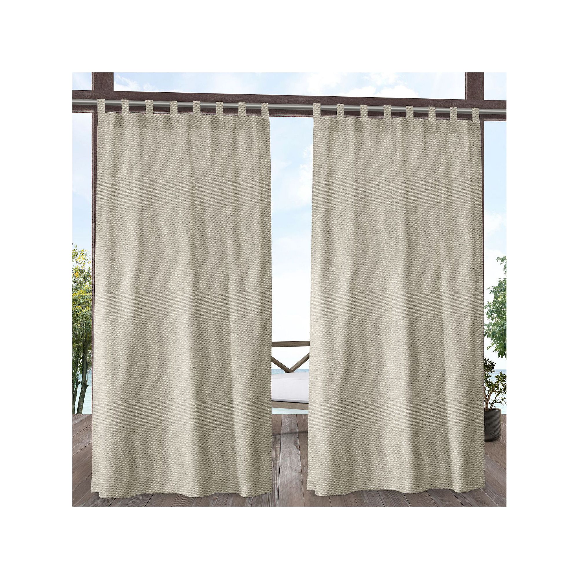 Exclusive Home 2-pack Biscayne Indoor/Outdoor Two Tone Textured Tab Top Win