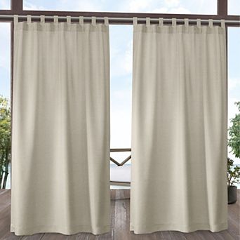 Exclusive Home 2-pack Biscayne Indoor/Outdoor Two Tone Textured Tab Top Window Curtains