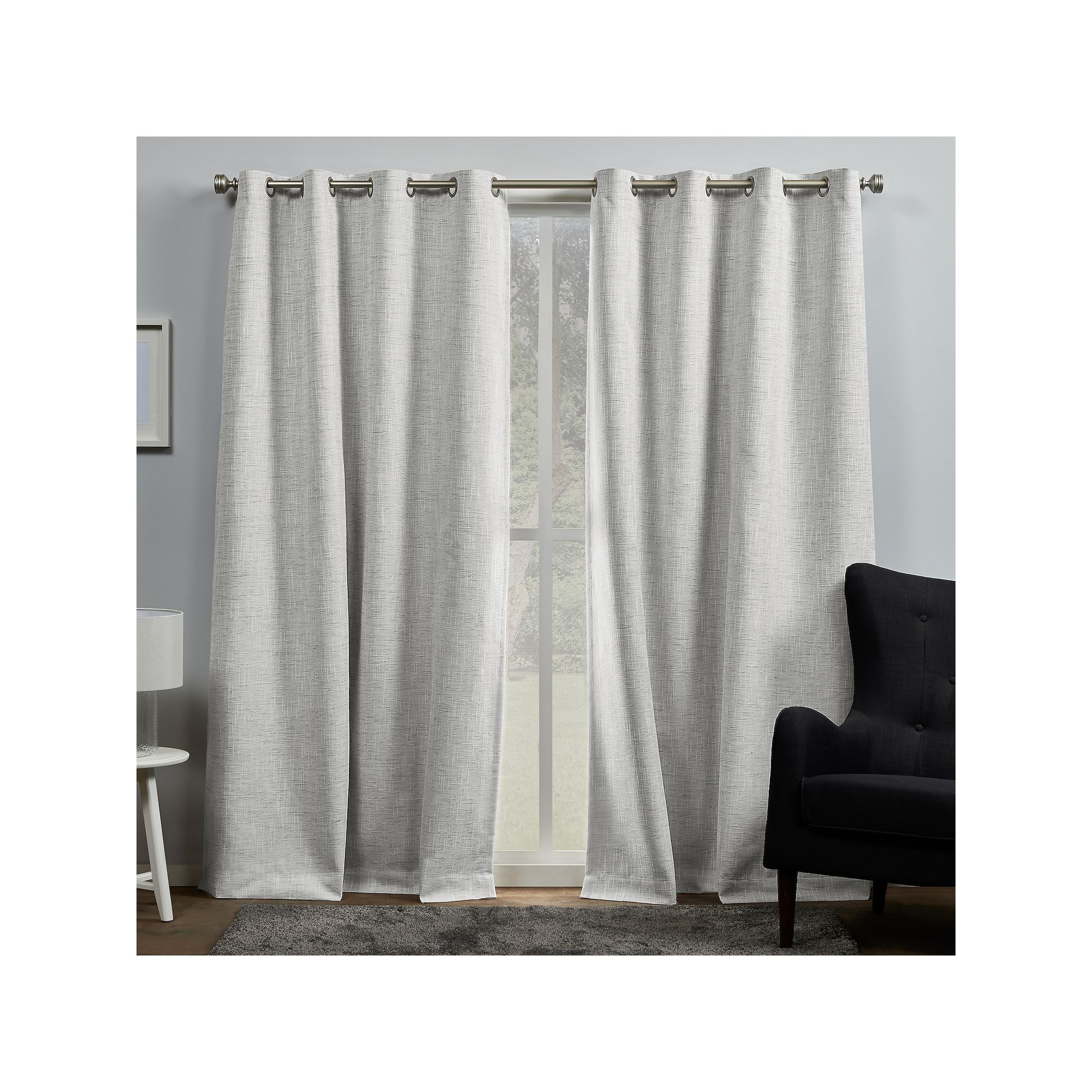 Exclusive Home 2-pack Burke 100% Blackout Grommet Top Window Curtains, Silv
