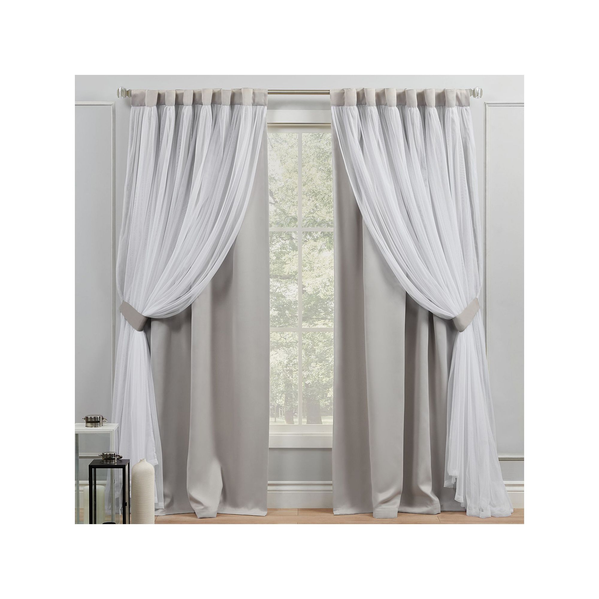 Exclusive Home 2-pack Catarina Layered Solid Blackout Window Curtains, Clou