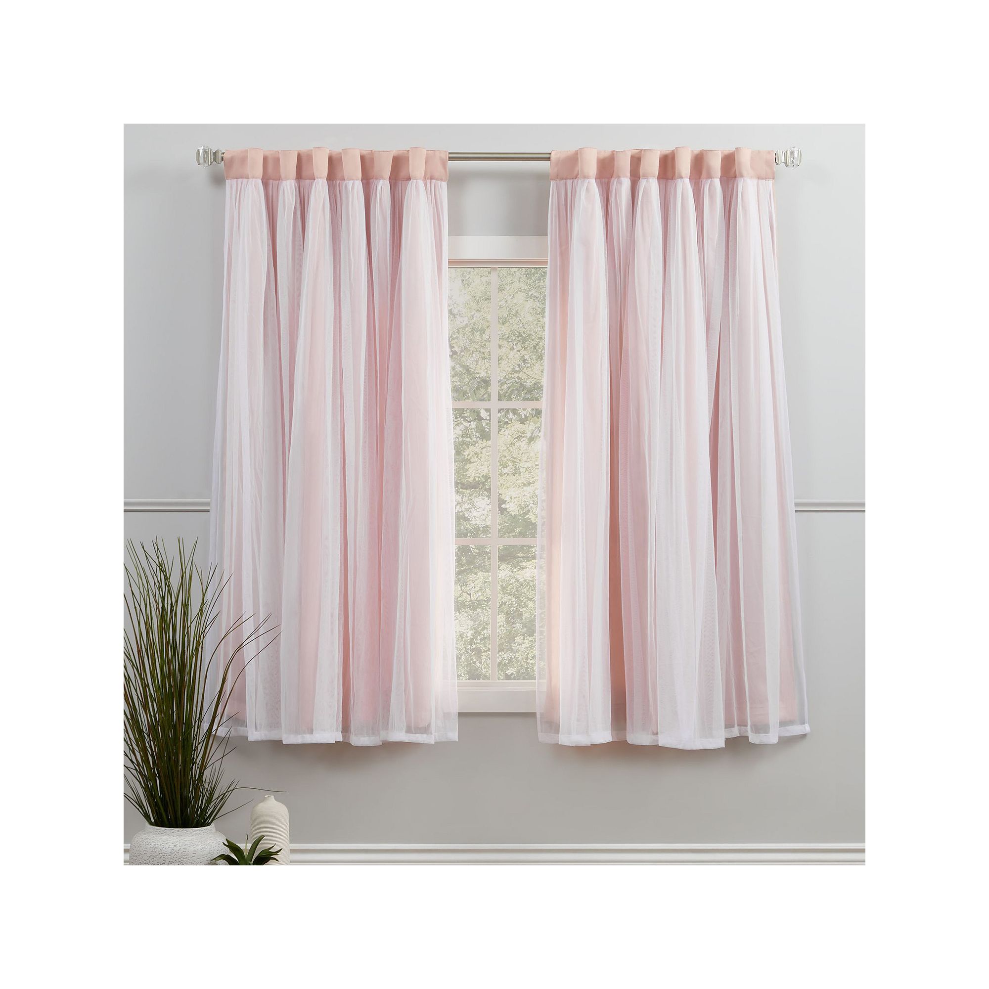 Exclusive Home 2-pack Catarina Layered Solid Blackout Window Curtains, Pink