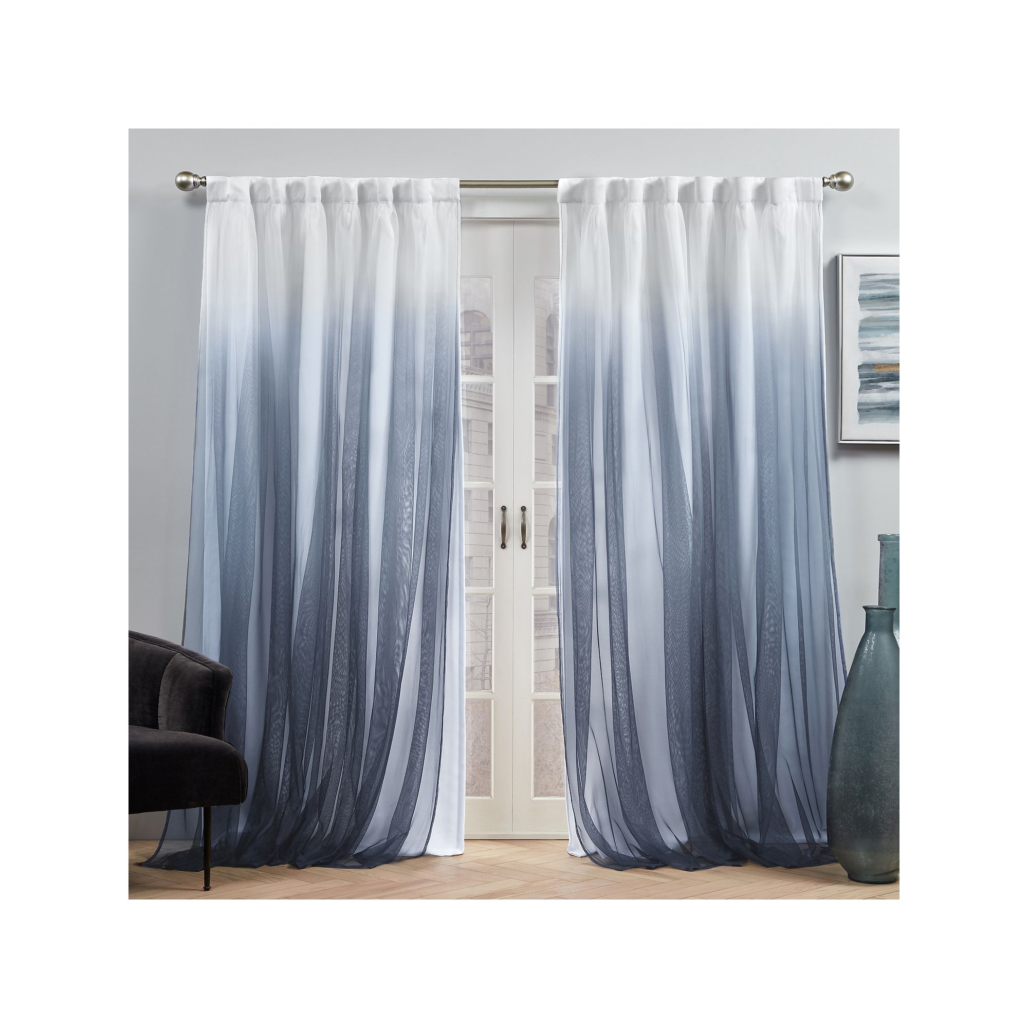 Exclusive Home 2-pack Crescendo Lined Blackout Window Curtains, Blue