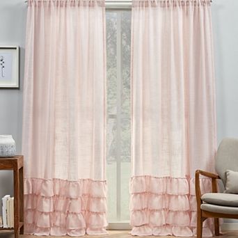 Exclusive Home 2-pack Jacinta Bottom Ruffle Sheer Rod Pocket Window Curtains